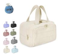 Convely Toiletry Bag, a 4-In-1 Travel Organizer, 4-In-1 Puffy Multi-Functional Toiletry Bag with Handle, Large Waterproof Toiletry Bags for Women (White)