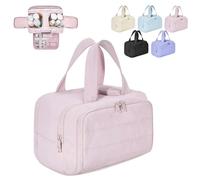 Convely Toiletry Bag, Convely Makeup Bag for Women, Lightweight Large Wide-Open Travel Bag a 4-in-1 Travel Organizer for Wet & Dry Items Spacious with Handle (Pink)