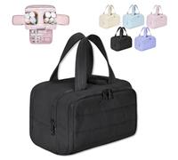 Convely Toiletry Bag, Convely Makeup Bag for Women, Lightweight Large Wide-Open Travel Bag a 4-in-1 Travel Organizer for Wet & Dry Items Spacious with Handle (Black)