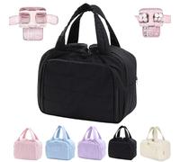 Convely Toiletry Bag, Toiletry Bag a 4-in-1 Travel Organizer, Lightweight Large Wide-Open Travel Bag for Women, Large Capacity Waterproof with Handle, Easy to Clean (Black)
