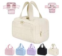 Convely Toiletry Bag, Toiletry Bag a 4-in-1 Travel Organizer, Lightweight Large Wide-Open Travel Bag for Women, Large Capacity Waterproof with Handle, Easy to Clean (Beige)