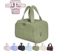 Convely Toiletry Bag - TravelFree Toiletry Bag with 4 Waterproof Big Compartments,Portable Large Travel Toiletry Makeup Bags for Women Girl,Capacity Wide-Open Travel Cosmetic Bag Essentials (Green)