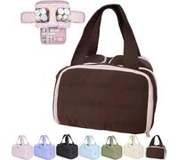 Convely Toiletry Bag - TravelFree Toiletry Bag with 4 Waterproof Big Compartments,Portable Large Travel Toiletry Makeup Bags for Women Girl,Capacity Wide-Open Travel Cosmetic Bag Essentials (Brown)