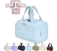 Convely Toiletry Bag - TravelFree Toiletry Bag with 4 Waterproof Big Compartments,Portable Large Travel Toiletry Makeup Bags for Women Girl,Capacity Wide-Open Travel Cosmetic Bag Essentials (Blue)