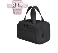 Convely Toiletry Bag - TravelFree Toiletry Bag with 4 Waterproof Big Compartments,Portable Large Travel Toiletry Makeup Bags for Women Girl,Capacity Wide-Open Travel Cosmetic Bag Essentials (Black)