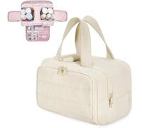 Convely Toiletry Bag - TravelFree Toiletry Bag with 4 Waterproof Big Compartments,Portable Large Travel Toiletry Makeup Bags for Women Girl,Capacity Wide-Open Travel Cosmetic Bag Essentials (White)