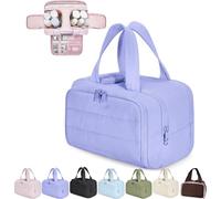 Convely Toiletry Bag - TravelFree Toiletry Bag with 4 Waterproof Big Compartments,Portable Large Travel Toiletry Makeup Bags for Women Girl,Capacity Wide-Open Travel Cosmetic Bag Essentials (Purple)