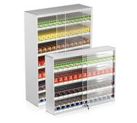Convenience Store - Soporte para exhibición de cigarrillos con puerta corrediza de vidrio y cerradura, organizador de 3 niveles para colgar en la pared, exhibición multicolumna, ideal para minoristas