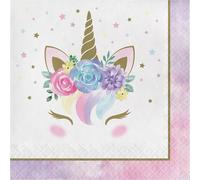 CONVER PARTY,UNICORN BABY, Servilletas de Papel, Artículos de Fiesta, Fiestas, Celebraciones y Cumpleaños Infantiles, 20 Unidades 33 CM