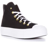 CONVERSE A05453C Todo Estrella Plataforma con Cordones Negro Oro Tachuelas Talla