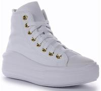 CONVERSE A05459C Todo Estrella Move Plataforma Lona Zapato Oro Blanco Mujer Ru 3