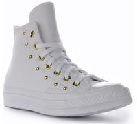 CONVERSE A06808C Chuck 70 Hi Top Cuero Tachuelas Oro Blanco Mujer Ru 3-8