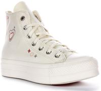 CONVERSE A09114C Todo Estrella Push Up Plataforma Y2K Encaje Corazón Blanco Rojo