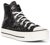 CONVERSE A09551C All Star Hi Paltform Mujer Zapatillas Negras Silver UK 3-8