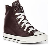 Converse A12349C Clásico Cuero Alto Cuña Zapatillas Mujeres Burdeos UK 3 - 8