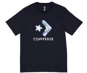 Converse Camiseta de Manga Corta Mujer Seasonal Star Chevron Negro, Talla S