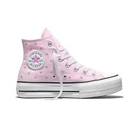 Converse Chuck Taylor All Star Mujer Platform Hi A17791C, rosa con estrellas lila, suela amortiguada, tejido puntera de goma, Rosa, 36 EU