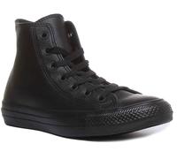 Converse All Star Hi Leather Zapatillas Negras Monocromas-UK 4.5