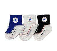 Converse Infant Toddler Socks 3 Pack (Black(NC0172-024)/Blue/White, 6-12 Months)