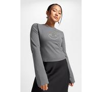 Converse Metallic Patch Long Sleeve Baby T-shirt Cyber Grey Talla: S | Outlet | Mujer | Gris