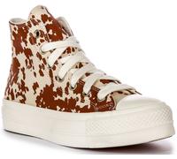 CONVERSE Todo Estrella Levantar Plataforma Animal Print Mujer Zapatillas Marrón