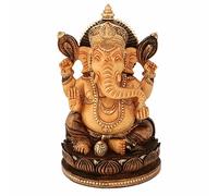 Conversión de madera de Ganesha - estatua de oro polaco Mano Trabajo Elefante Dios Idol hecho a mano pintado Ganesha India Regalo