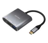 AISENS - A109-0669 - Conversor USB-C a HDMI/USB-C PD/tipo A USB 3.0, 3 en 1, gris, 15cm