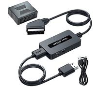 Conversor de euroconector a HDMI con adaptador Scart hembra a hembra + cable euroconector + cable HDMI, compatible con 4:3 y 16:9, interruptor de salida HDMI para N64/Wii/PS2/Xbox/DVD/STB, Scart a