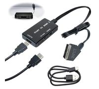 Conversor de euroconector a HDMI con cable HDMI y cable euroconector, adaptador euroconector a HDMI con cable de alimentación USB HD 1080P convertidor de audio de vídeo, adaptador euroconector HDMI