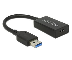 Conversor Delock USB 3.1 Gen 2 Tipo-A macho > USB Tipo-C hembra Activo, negro, 15 cm