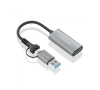 Conversor HDMI Aisens A109-0913/ USB + USB Tipo-C 3.1 Macho - HDMI Macho/ 15cm/ Gris
