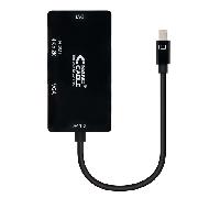Adaptador NanoCable Mini DisplayPort M para HDMI F / VGA F / DVI F 4K 15 CM Negro