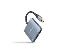 CONVERSOR NANO CABLE USB-C A HDMI/H - USB3.0/H - USB-C PD/H 0,15CM GRIS
