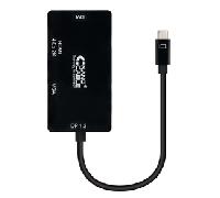 Conversor Nanocable 10.16.4301-BK/ USB Tipo-C Macho - VGA Hembra/ DVI Hembra/ HDMI Hembra/ 10cm/ Negro