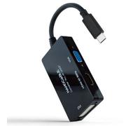 Conversor Nanocable 10.16.4301-ALL/ USB Tipo-C Macho - HDMI Hembra - DVI-I Hembra - VGA Hembra/ 20cm/ Negro