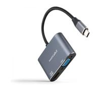 Conversor Nanocable 10.16.4303/ USB Tipo-C Macho/ HDMI Hembra - VGA Hembra/ 15cm/ Gris