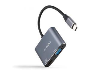 Conversor Nanocable 10.16.4303/ USB Tipo-C Macho/ HDMI Hembra - VGA Hembra/ 15cm/ Gris