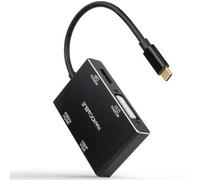 Nanocable 10.16.4307 - Conversor USB-C Macho a HDMI + DVI + DisplayPort + VGA, Color Negro, 10 cm