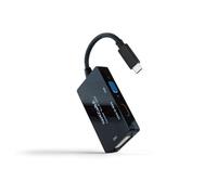 Conversor Nanocable USB-C a HDMI/DVI/VGA 20cm Negro