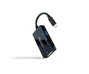 Conversor Nanocable USB-C a HDMI/DVI/VGA 20cm Negro