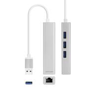 Conversor USB 3.0 a Ethernet Gigabit + 3 Puertos USB 3.0, 15 cm, Ideal para conectar múltiples Dispositivos y Mejorar la conectividad.