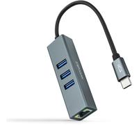 Nanocable Adaptador USB-C 10.03.0408 – Ethernet Gigabit + 3x USB 3.0 – Gris 15 cm