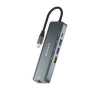 Conversor USB-C AISENS Dock 5 en 1 HDMI/RJ45/2xUSB/PD 100W Aluminio 15cm Gris