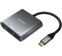 Conversor USB-C Macho 3en1 a HDMI Hembra / USB-C Hembra / USB A 3.0 Hembra (15 cm) - AISENS
