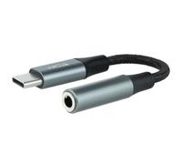 Nanocable Cable adaptador USB-C macho a Jack 3,5 mm hembra – 11 cm Negro/Gris