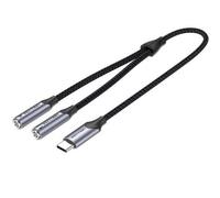Cable Conversor USB Tipo-C Vention BGPHY/ USB Tipo-C Macho - 2x Jack 3.5 Hembra/ 30cm/ Gris