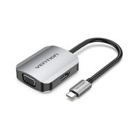 Conversor vention tdihb/ usb tipo-c macho/ vga hembra - hdmi hembra/ 15cm/ plata