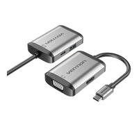 Conversor Vention TFAHB USB-C HDMI VGA USB 3.0 PD 87W 15cm Gris Cuerpo Aluminio