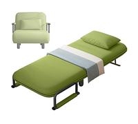 Convertible Sleeper Chair Bed - 5-Level Adjustable Backrest, Foldable Design with Soft Sponge Mattress, Cotton & Linen Fabric for Office, Living Room, Bedroom (Green, 80x70x80cm)