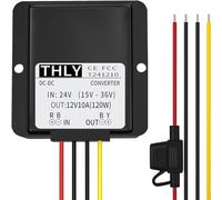 Convertidor 24V a 12V 10A 120W Impermeable IP67 - Transformador DC Step Down con Fusible, 24V to 12V Converter para Coche, Camión, Barco, Luz LED, GPS, Sistema Solar, Motor, etc.